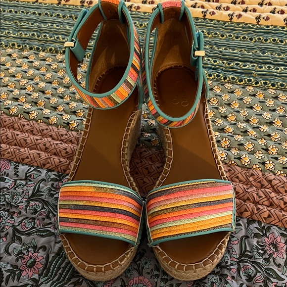 Franco Sarto Multicolor Striped Wedges, NWOB, 9 - Picture 1 of 5